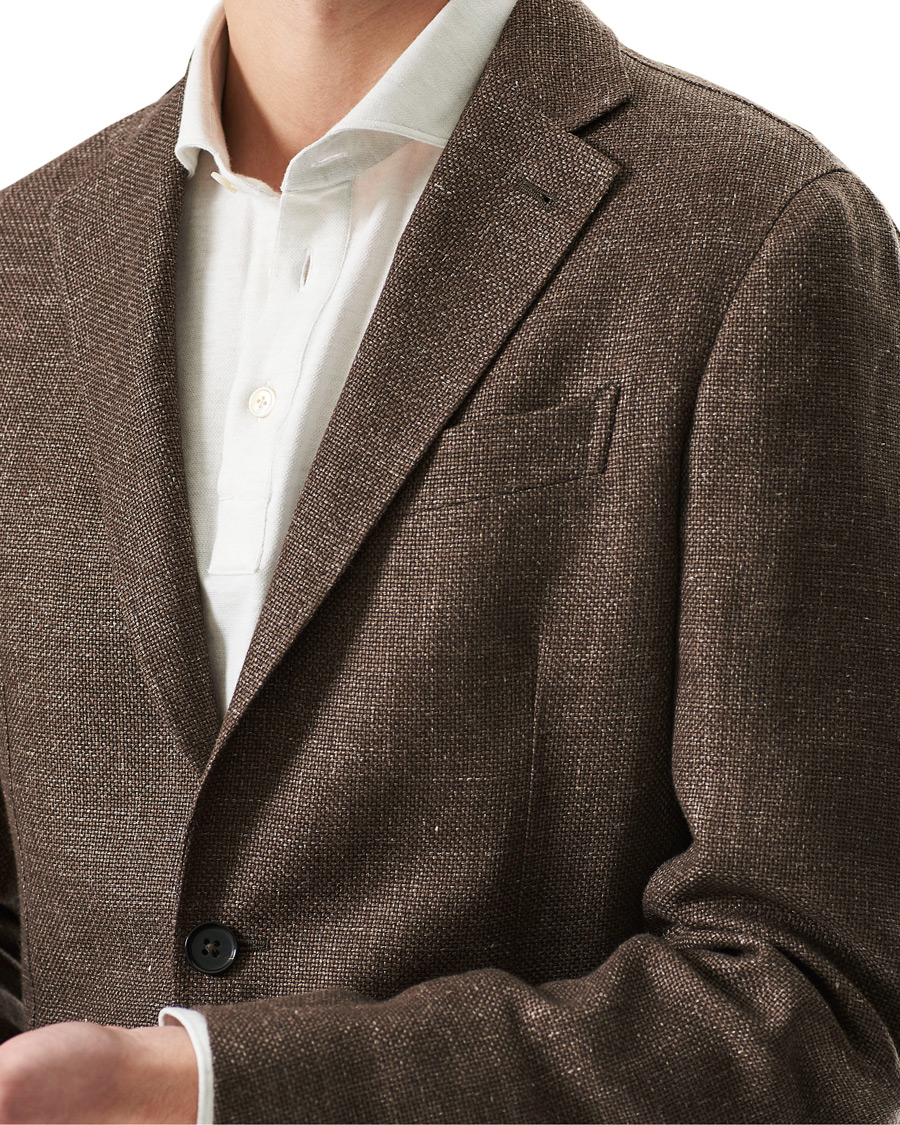 Homme | Blazers | Ermenegildo Zegna | Wool/Linen Informale Blazer Brown Melange
