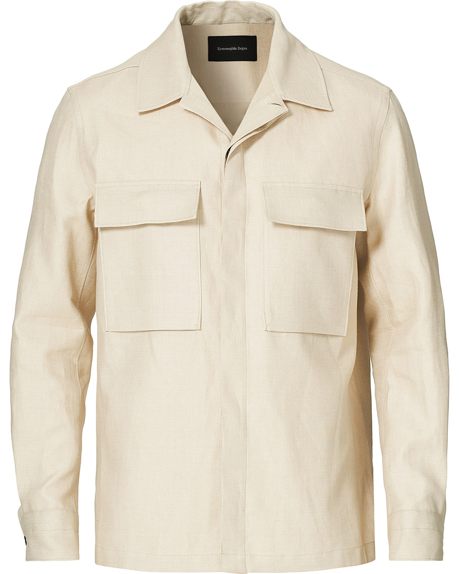 Homme | Chemises | Ermenegildo Zegna | Linen Shirt Jacket Light Beige