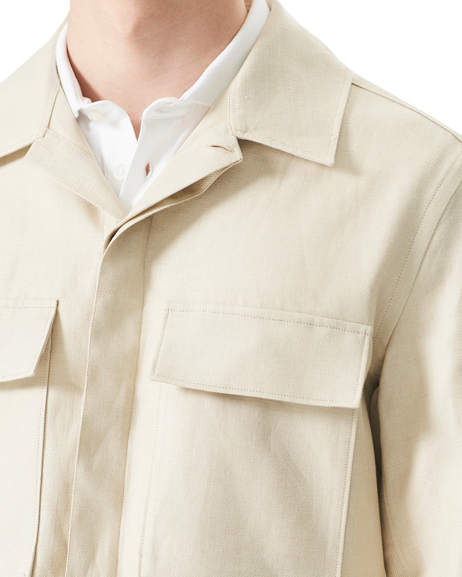 Homme | Chemises | Ermenegildo Zegna | Linen Shirt Jacket Light Beige