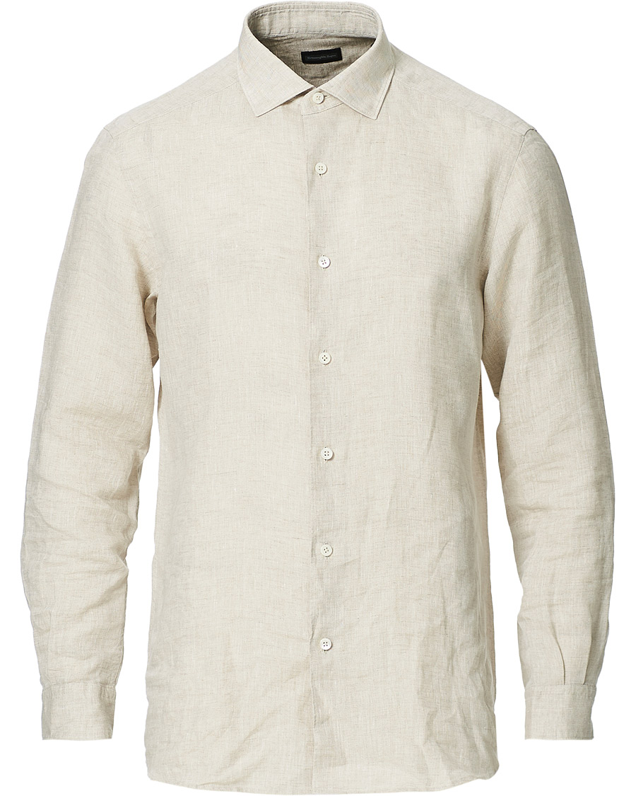 Homme | Chemises | Ermenegildo Zegna | Slim Fit Linen Shirt Beige