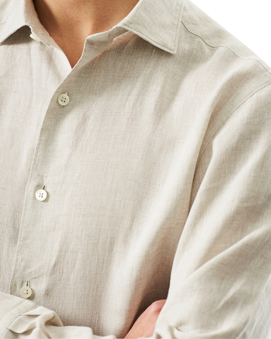 Homme | Chemises | Ermenegildo Zegna | Slim Fit Linen Shirt Beige