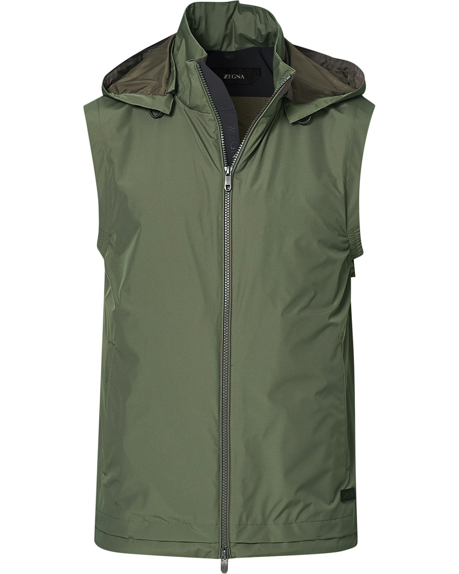 Homme | Manteaux Et Vestes | Z Zegna | Hooded Microfiber Vest Olive