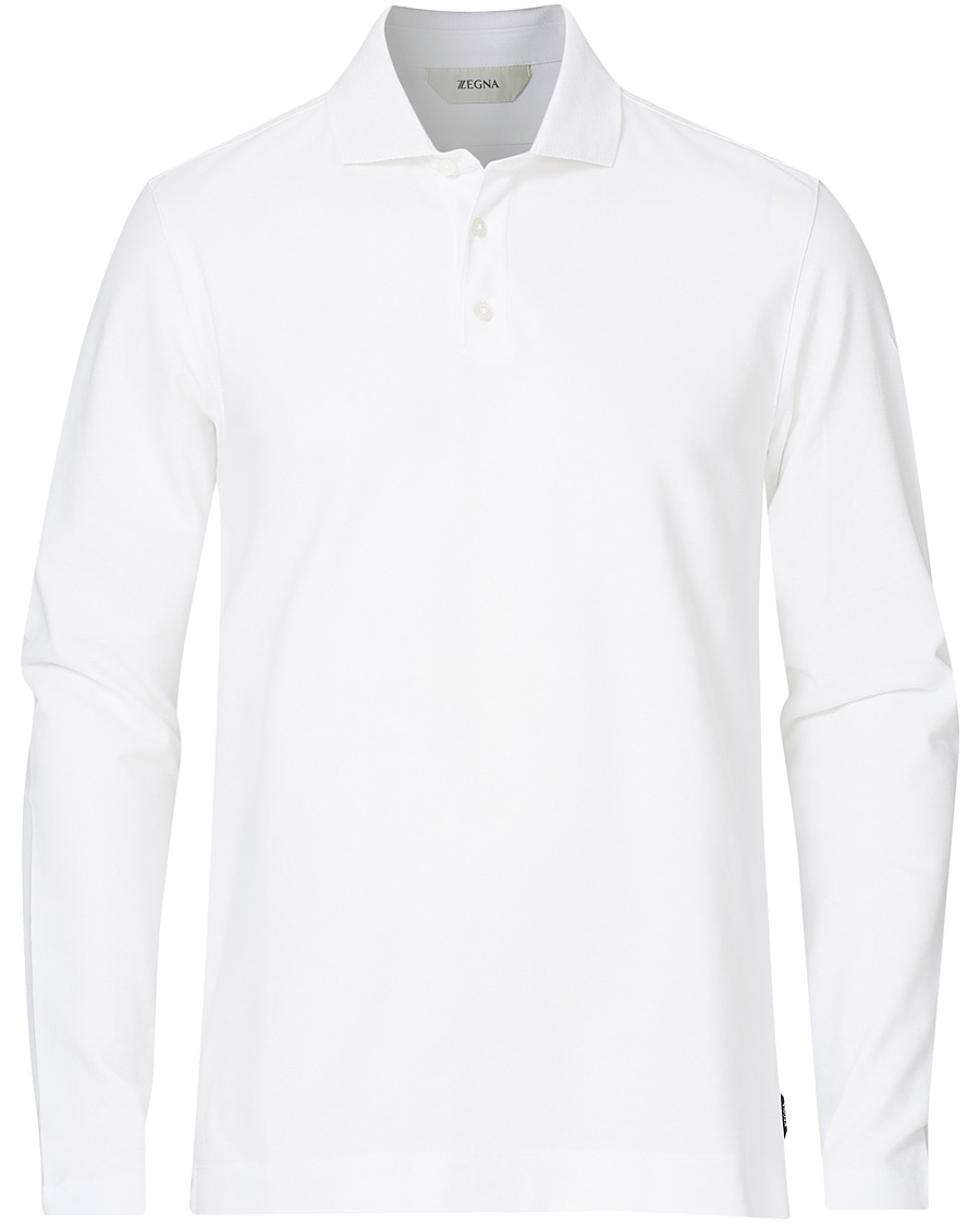 Homme | Pulls Et Tricots | Z Zegna | Stretch Piquet Long Sleeve Polo White