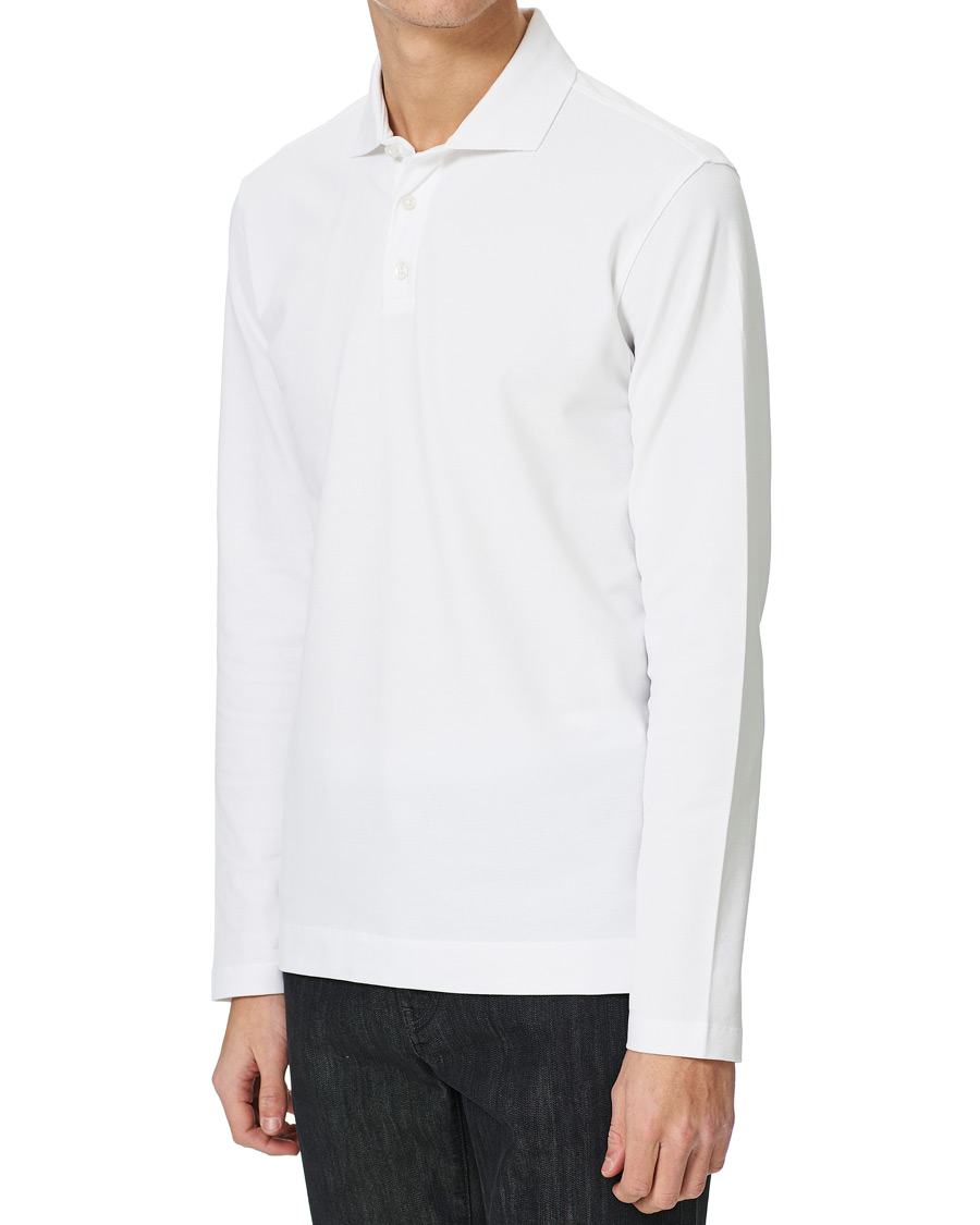 Homme | Pulls Et Tricots | Z Zegna | Stretch Piquet Long Sleeve Polo White