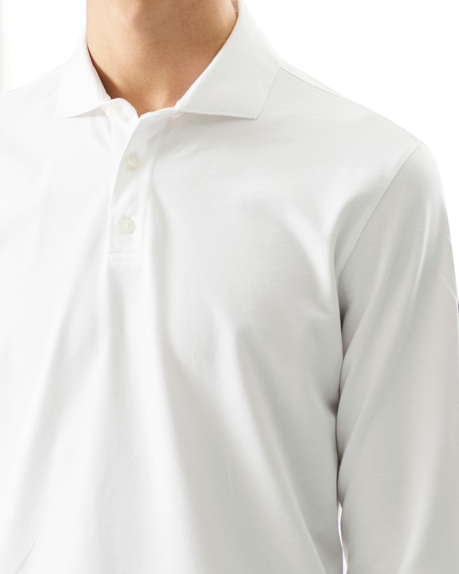 Homme | Pulls Et Tricots | Z Zegna | Stretch Piquet Long Sleeve Polo White