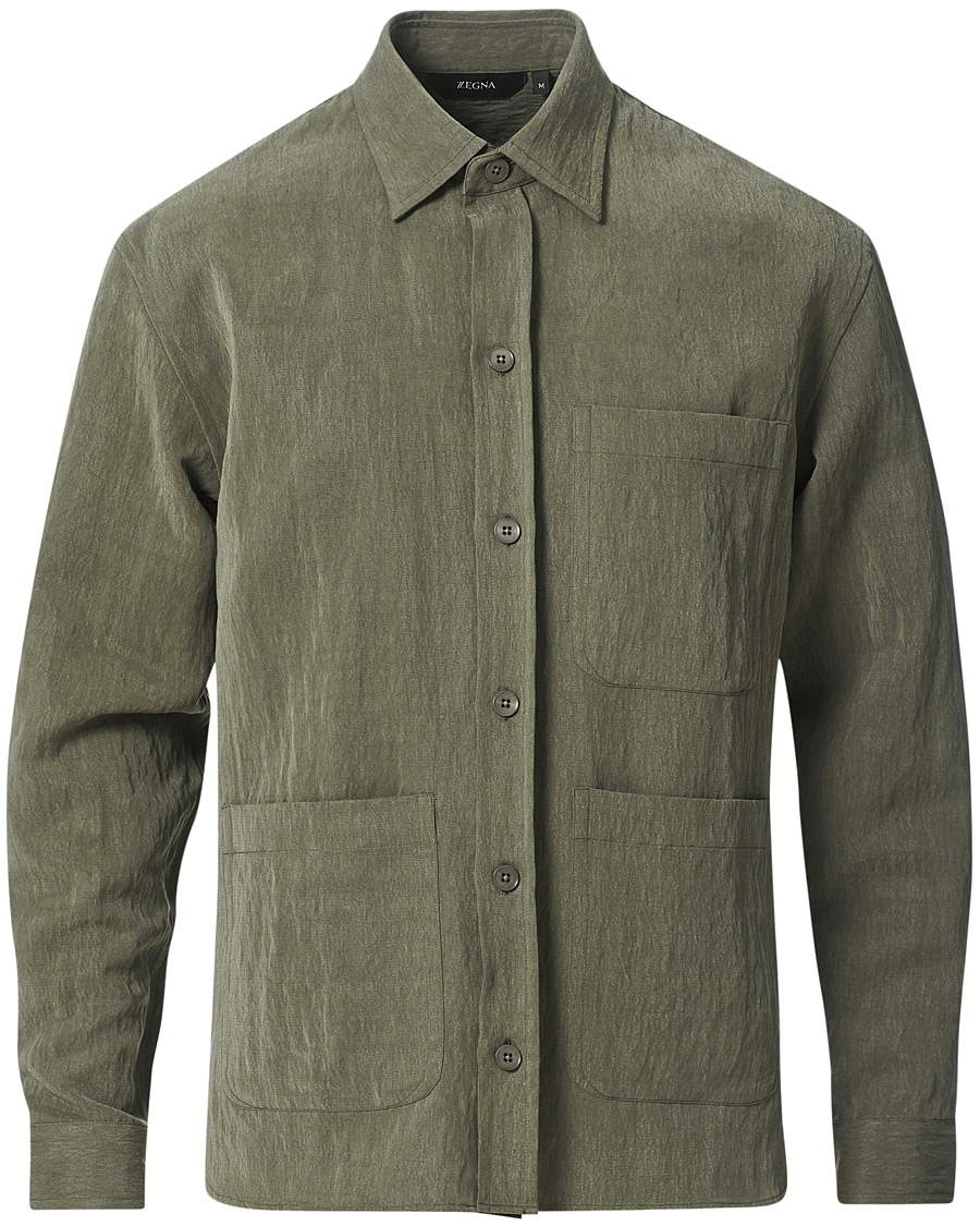 Homme | Chemises | Z Zegna | Washed Tencel Shirt Jacket Army Green