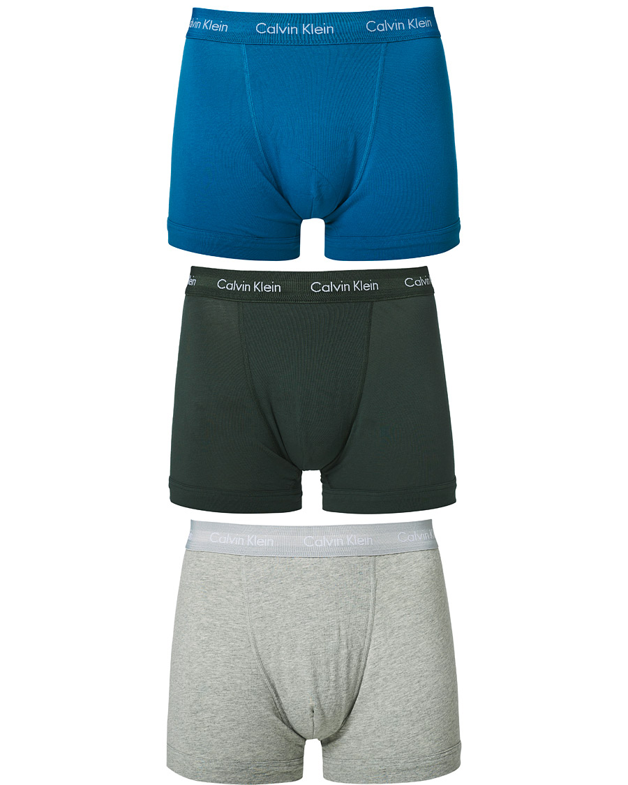 Homme | Sous-Vêtements Et Chaussettes | Calvin Klein | Cotton Stretch Trunk 3-Pack Green/Grey/Blue