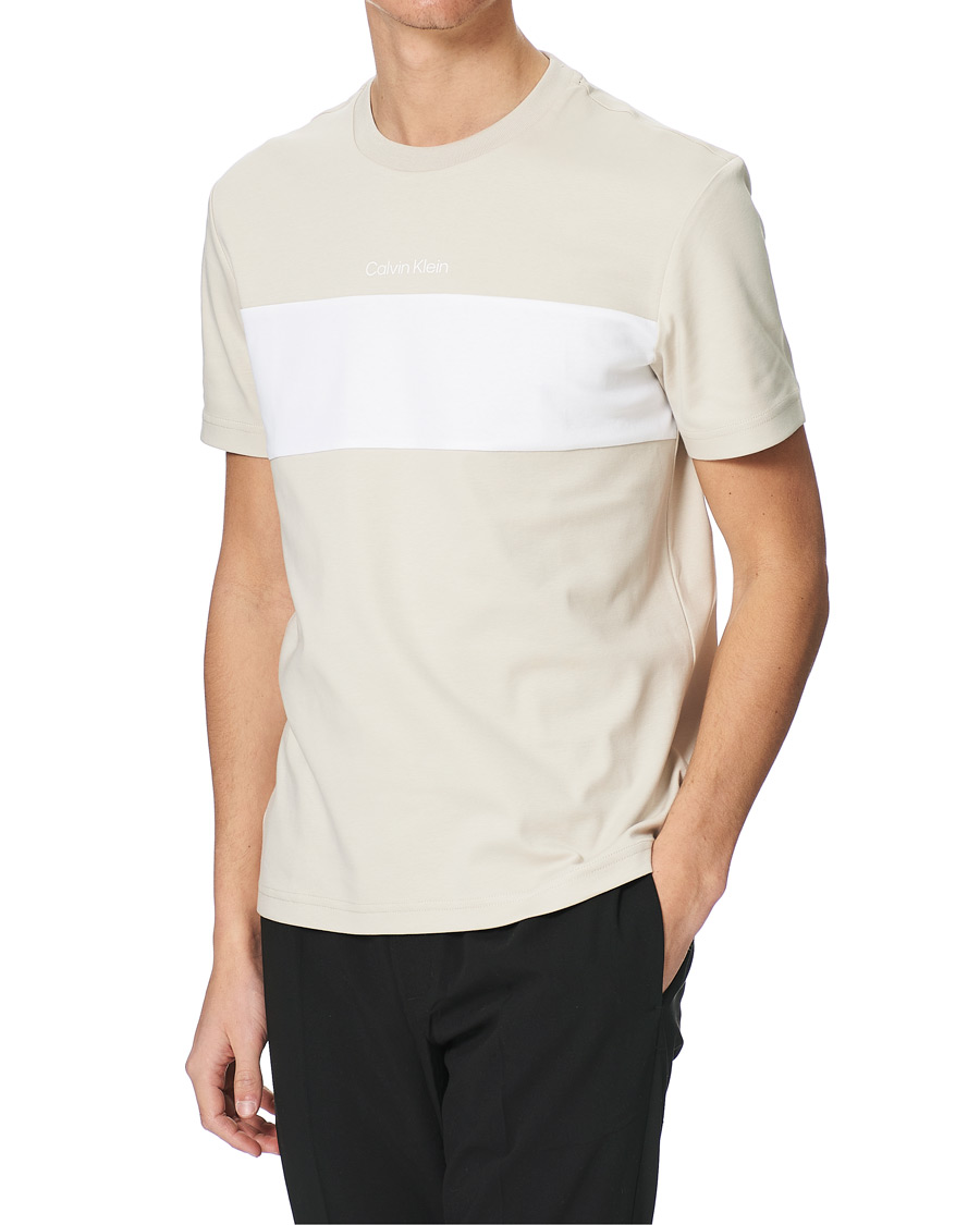 Homme | T-shirts | Calvin Klein | Logo Colorblock Crew Neck Tee Stony Beige/White