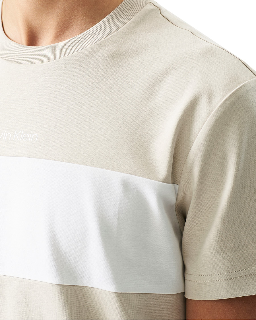 Homme | T-shirts | Calvin Klein | Logo Colorblock Crew Neck Tee Stony Beige/White