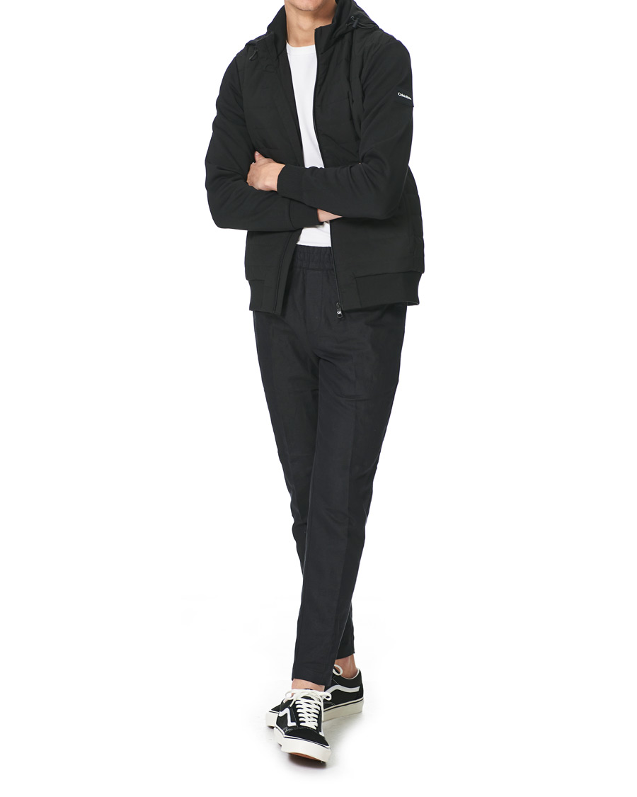 Heren | Truien | Calvin Klein | Quilted Nylon Mix Full Zip Hoodie Black