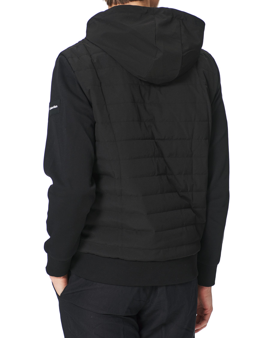 Heren | Truien | Calvin Klein | Quilted Nylon Mix Full Zip Hoodie Black