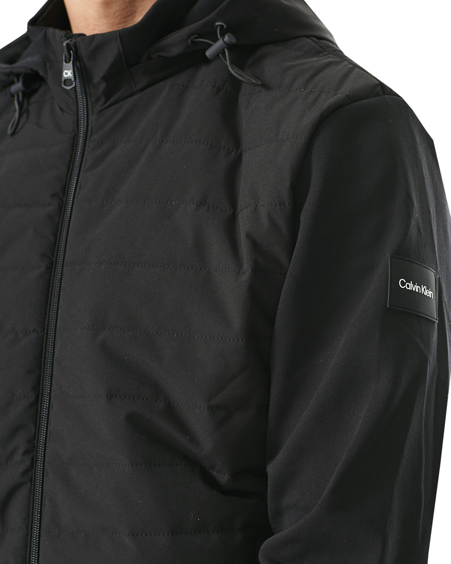 Heren | Truien | Calvin Klein | Quilted Nylon Mix Full Zip Hoodie Black