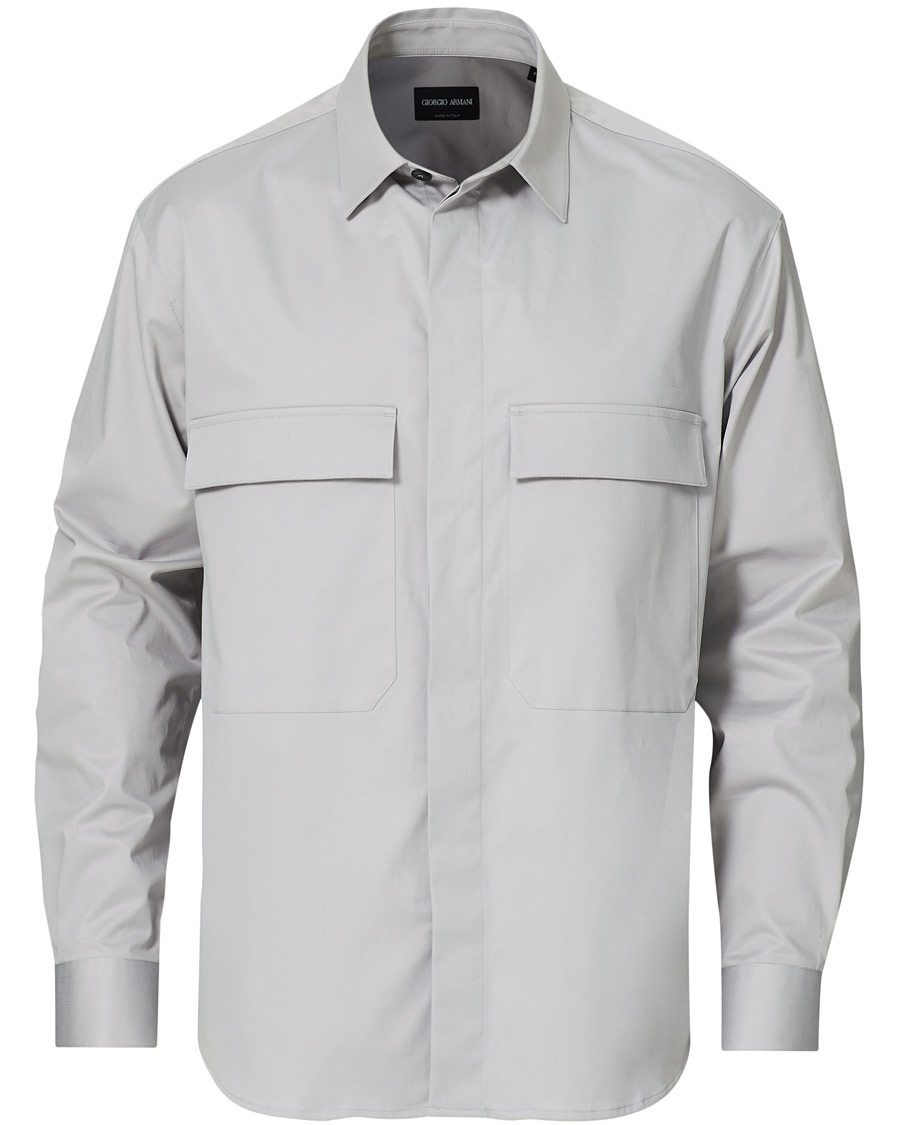 Homme | Chemises | Giorgio Armani | Cotton Overshirt Light Grey