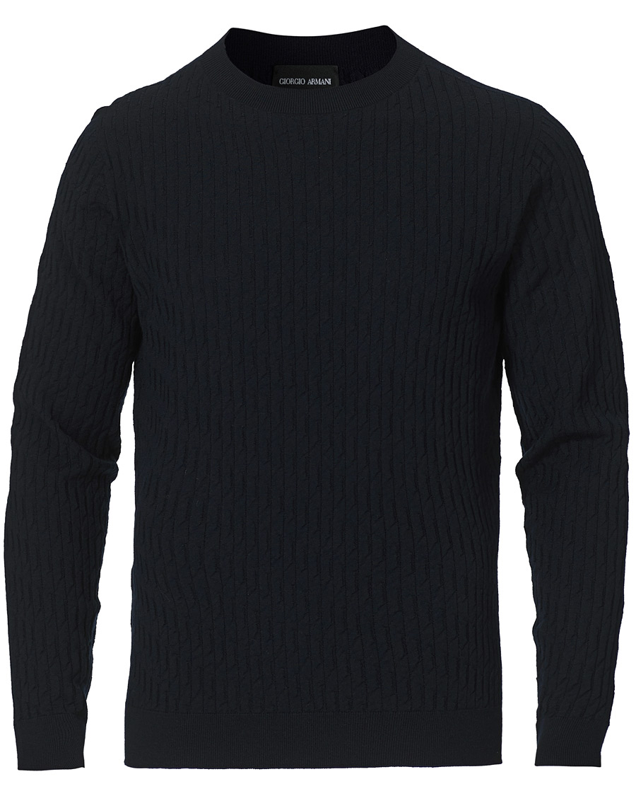 Homme | Pulls Et Tricots | Giorgio Armani | Wool Blend Crew Neck Sweater Navy