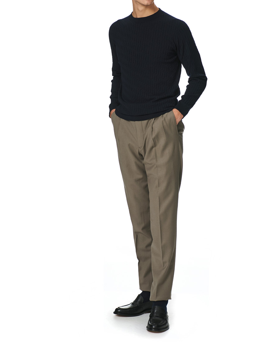 Homme | Pulls Et Tricots | Giorgio Armani | Wool Blend Crew Neck Sweater Navy