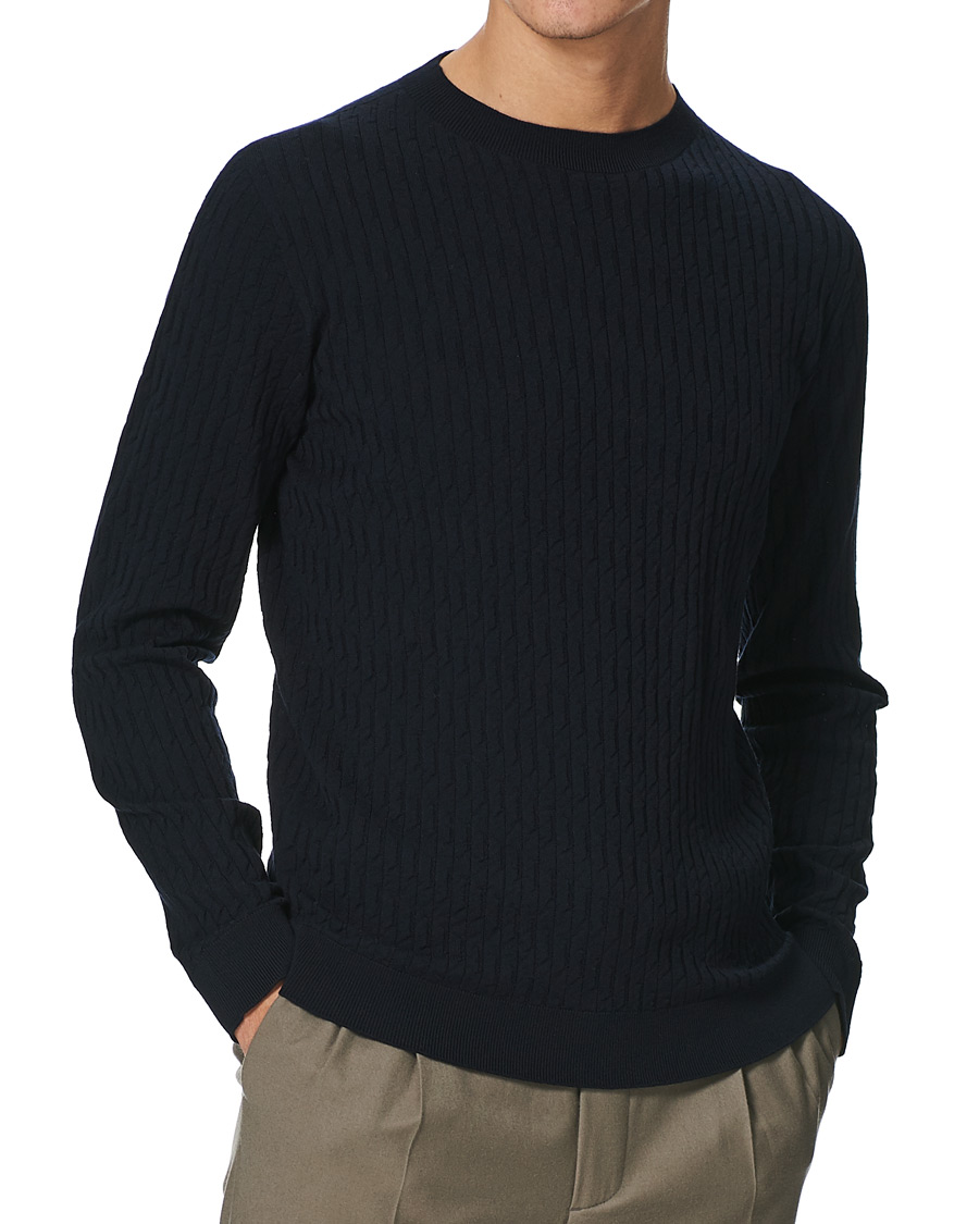 Homme | Pulls Et Tricots | Giorgio Armani | Wool Blend Crew Neck Sweater Navy