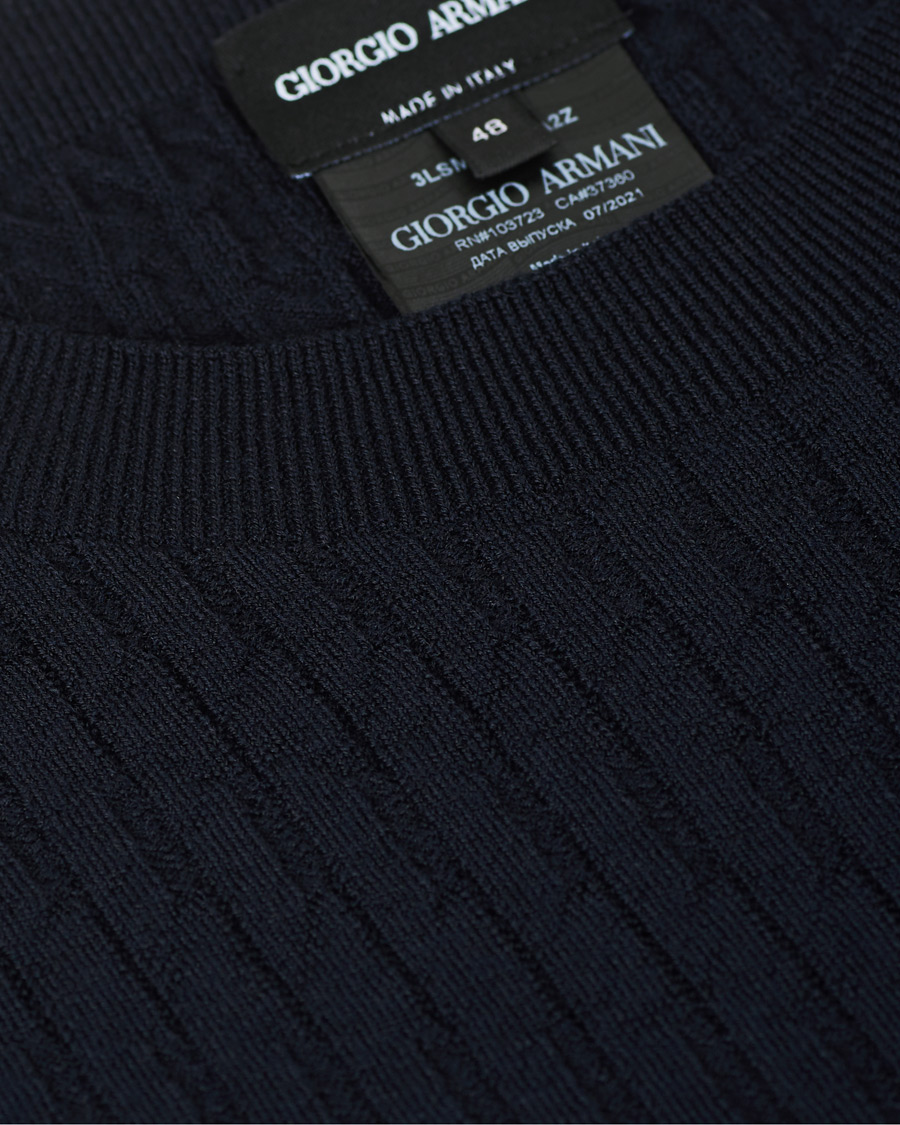 Homme | Pulls Et Tricots | Giorgio Armani | Wool Blend Crew Neck Sweater Navy