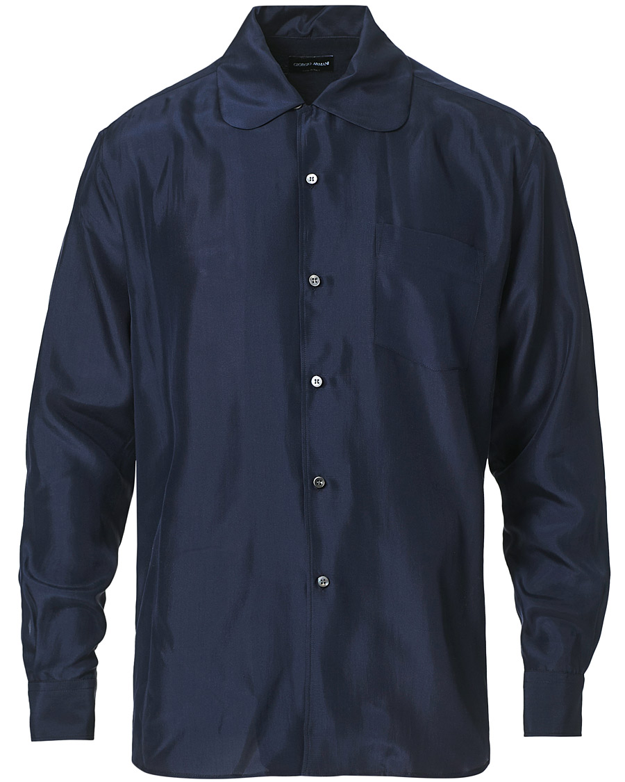 Homme | Chemises | Giorgio Armani | Loose Fit Silk Shirt Navy