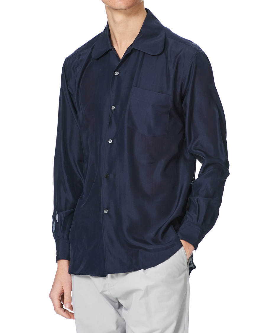 Homme | Chemises | Giorgio Armani | Loose Fit Silk Shirt Navy
