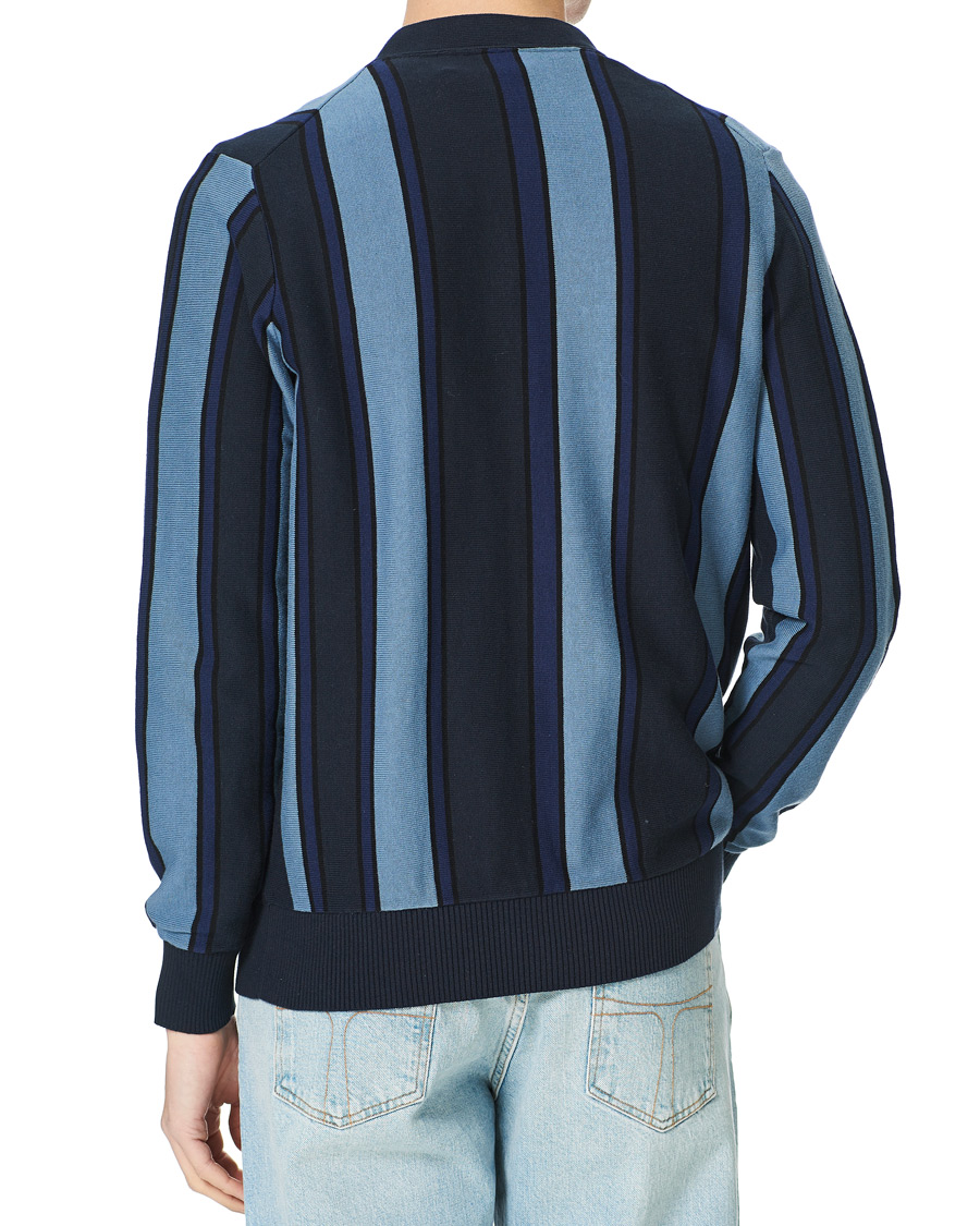Heren | Truien | Lyle & Scott | Stripe Cardigan Slate Blue/Navy