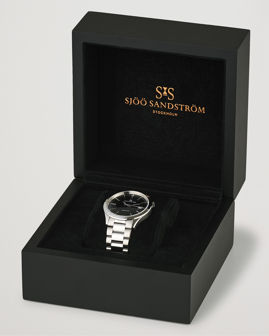 Heren | Sjöö Sandström Jubilee Steel Quartz 40mm Black/Steel | Sjöö Sandström | Jubilee Steel Quartz 40mm Black/Steel