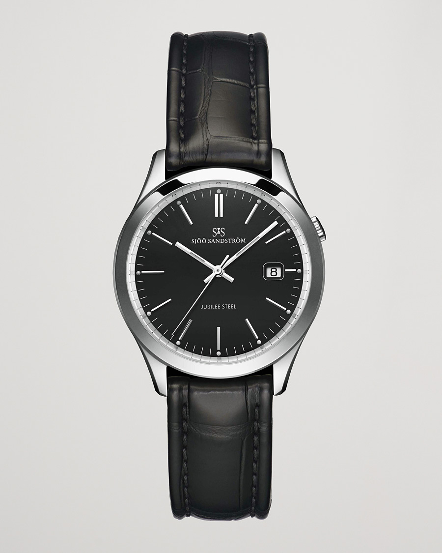 Heren | Sjöö Sandström Jubilee Steel Quartz 40mm Black/Black Calf | Sjöö Sandström | Jubilee Steel Quartz 40mm Black/Black Calf