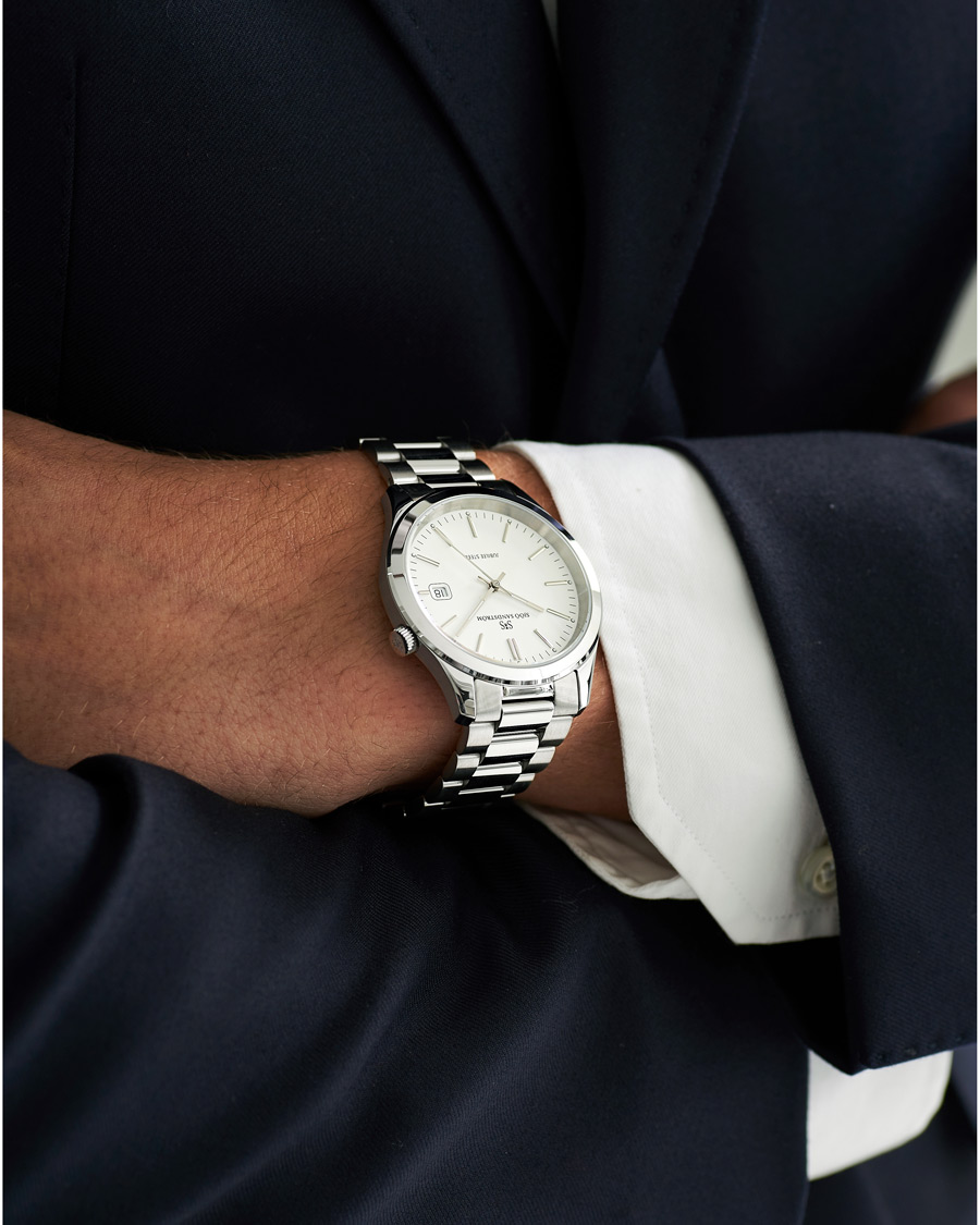 Heren | Sjöö Sandström Jubilee Steel Quartz 40mm White/Steel | Sjöö Sandström | Jubilee Steel Quartz 40mm White/Steel