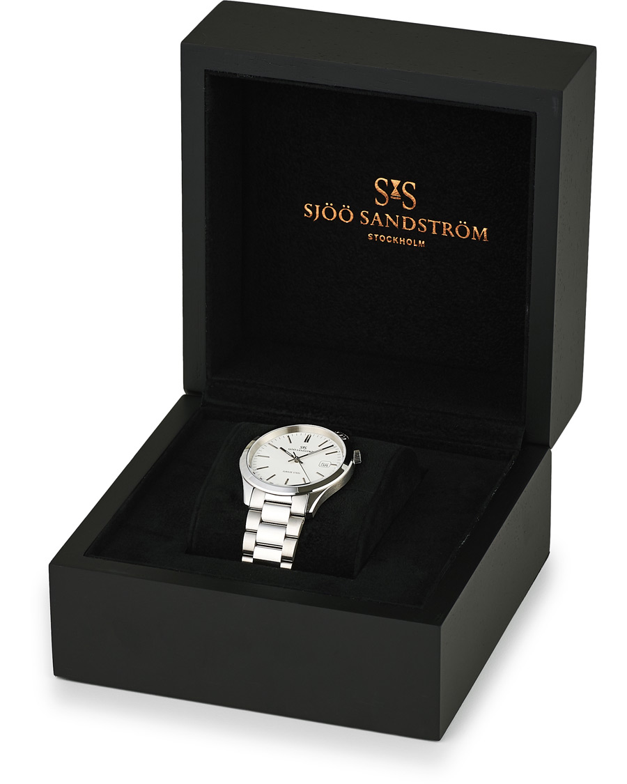 Heren | Sjöö Sandström Jubilee Steel Quartz 40mm White/Steel | Sjöö Sandström | Jubilee Steel Quartz 40mm White/Steel