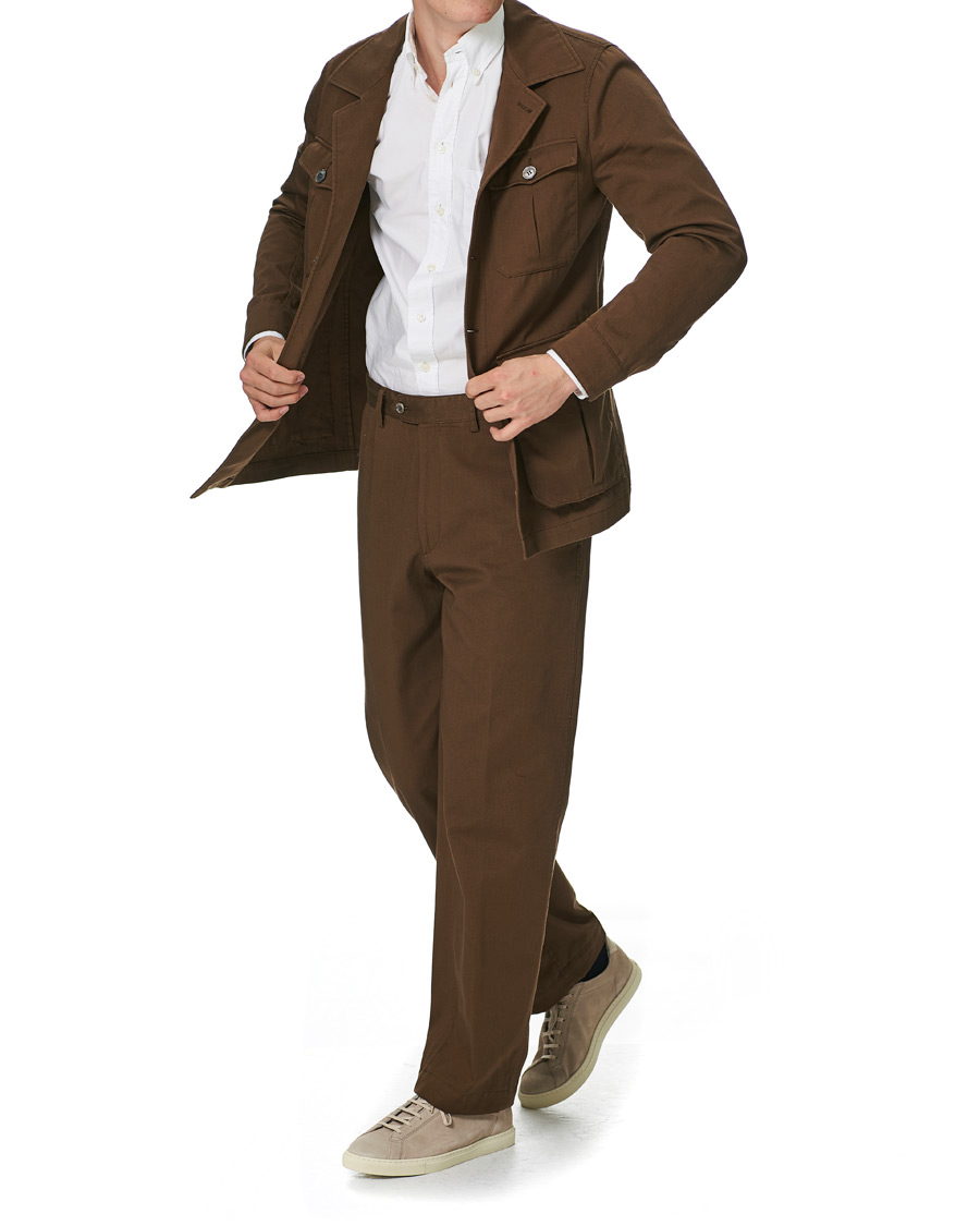 Homme | Pantalons | Oscar Jacobson | Tanker Washed Cotton Trousers Army Brown