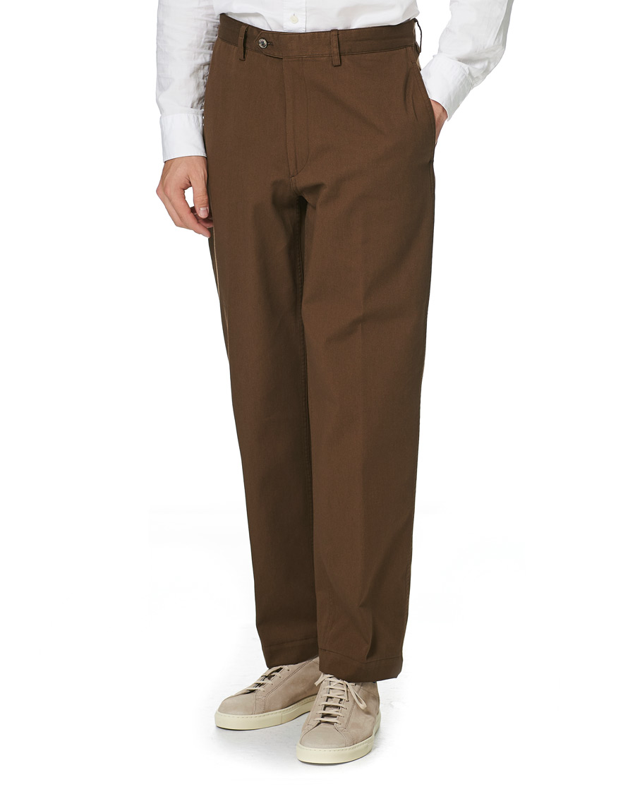 Homme | Pantalons | Oscar Jacobson | Tanker Washed Cotton Trousers Army Brown