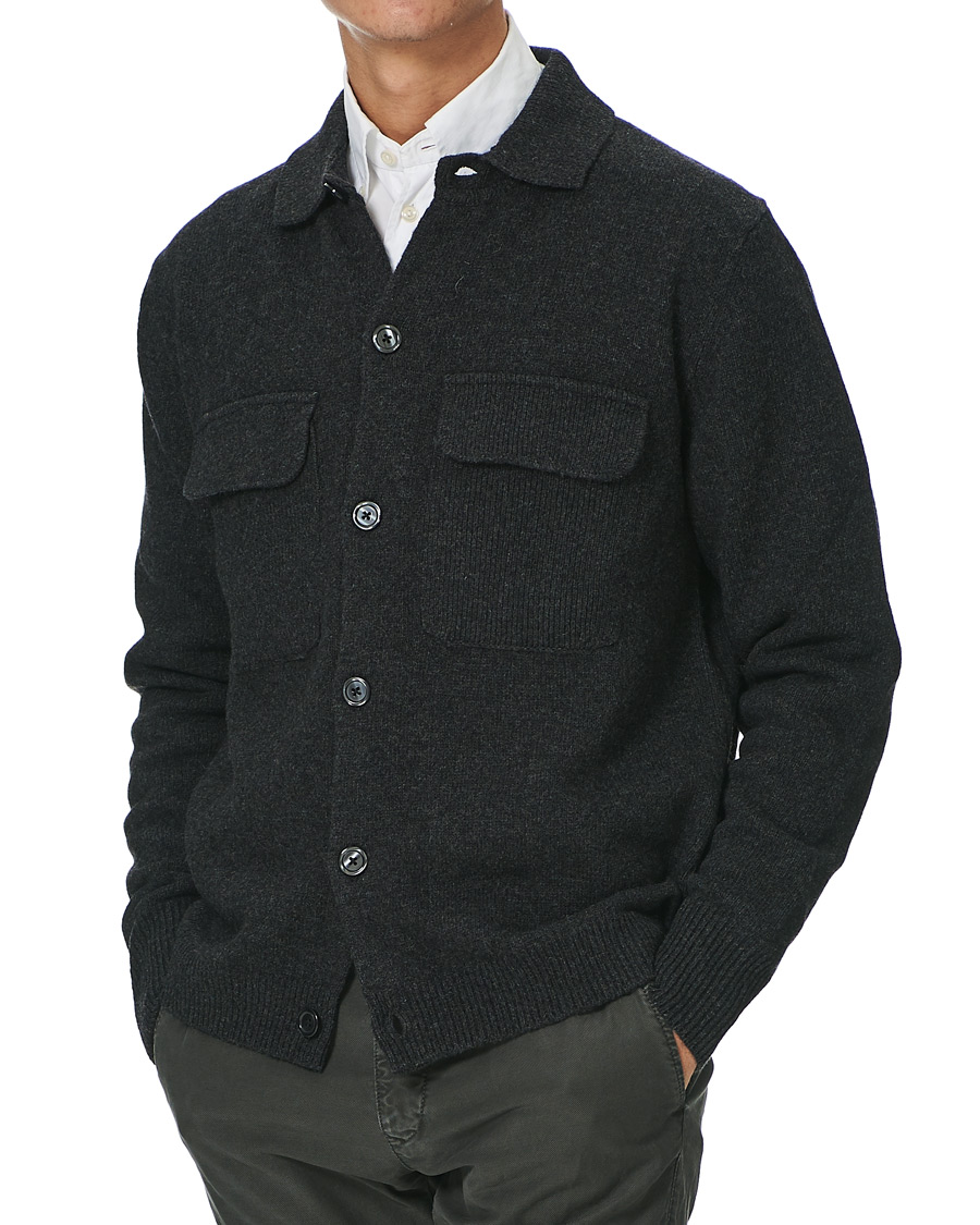 Homme | Pulls Et Tricots | Oscar Jacobson | Logan Wool Cardigan Charcoal