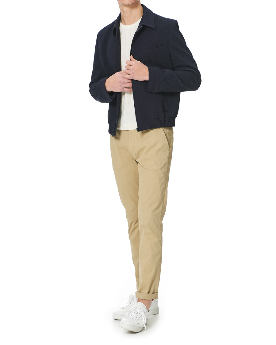 Homme | Manteaux Et Vestes | HUGO | Hellis Seersucker Bomber Jacket Dark Blue