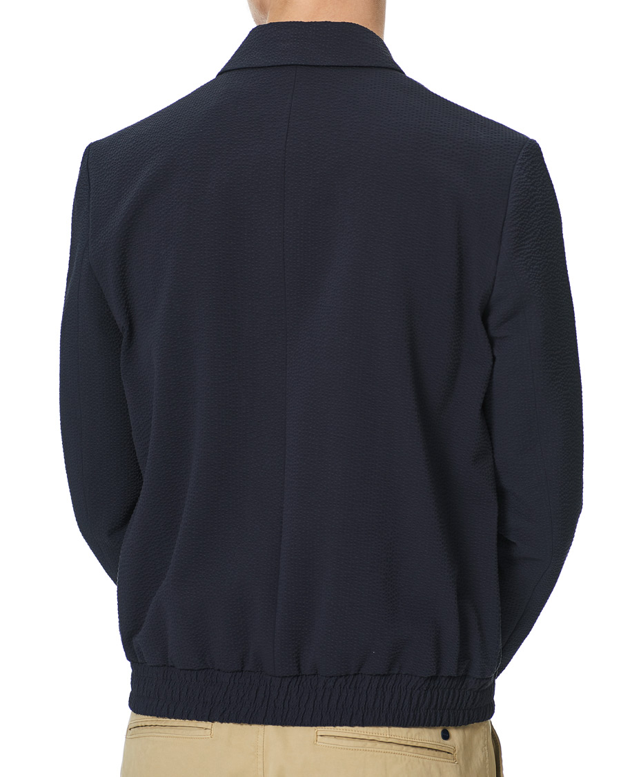 Homme | Manteaux Et Vestes | HUGO | Hellis Seersucker Bomber Jacket Dark Blue