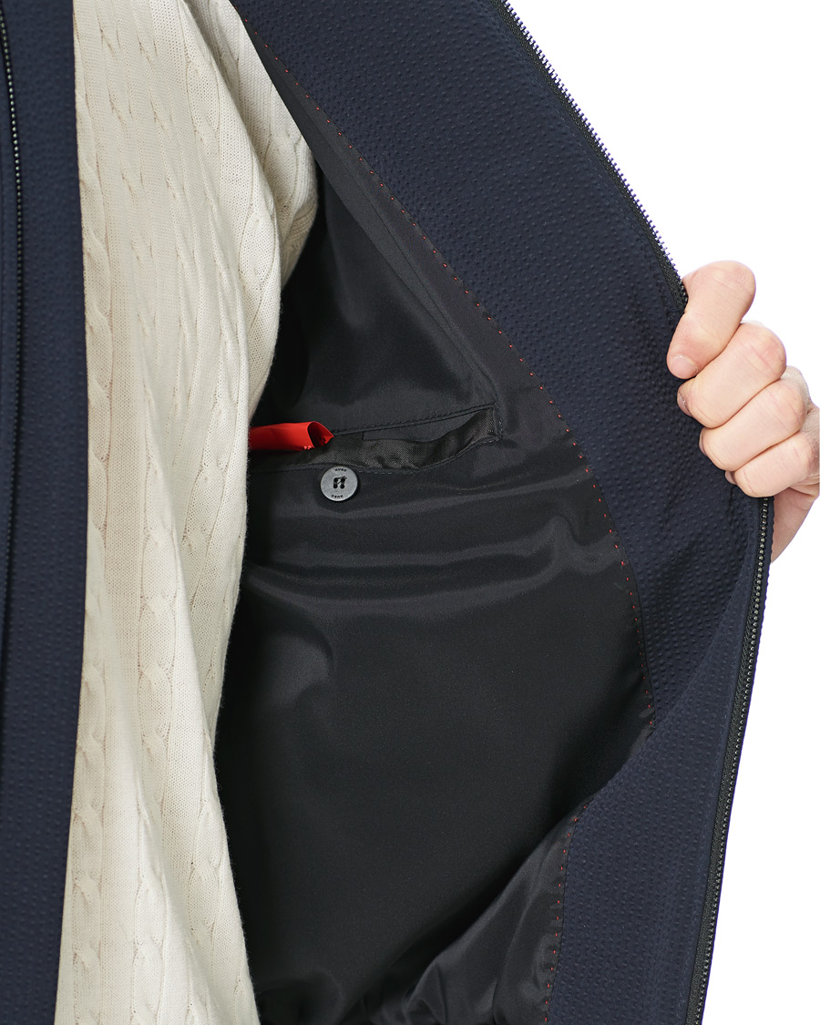 Homme | Manteaux Et Vestes | HUGO | Hellis Seersucker Bomber Jacket Dark Blue