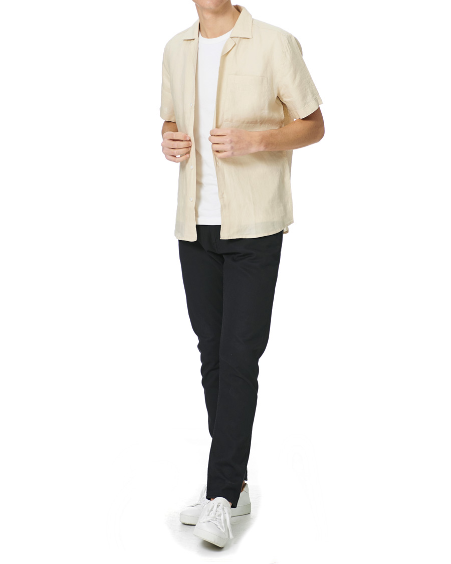 Homme | Chemises | HUGO | Ellino Linen Resort Collar Short Sleeve Shirt Light Beige