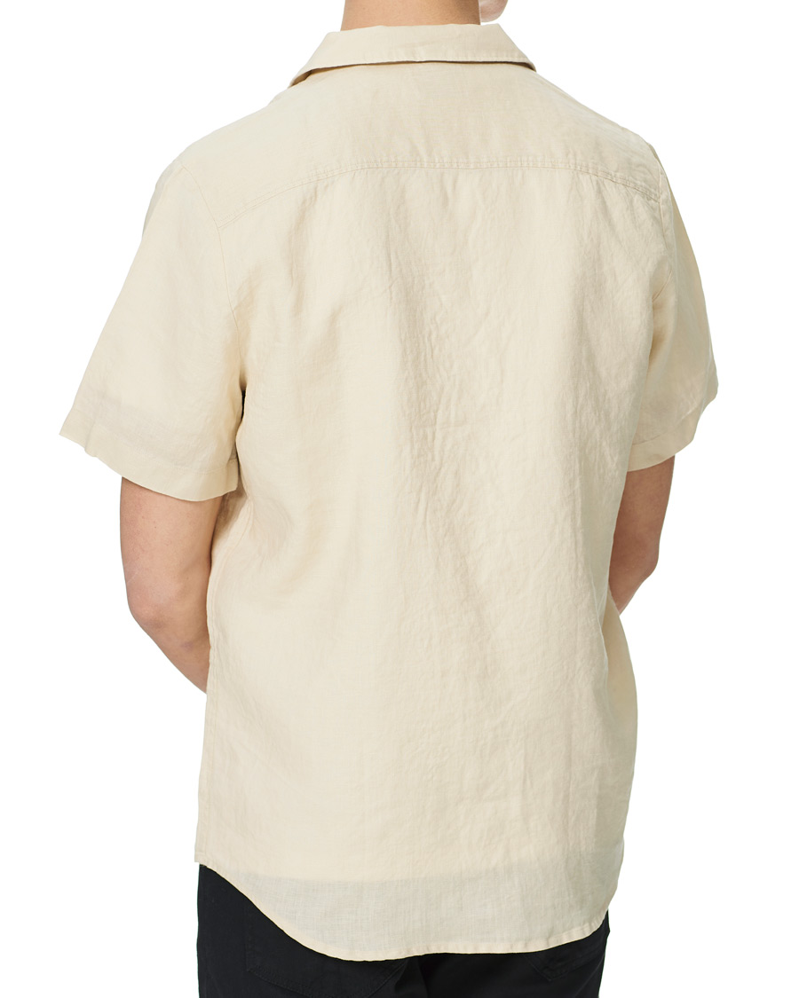 Homme | Chemises | HUGO | Ellino Linen Resort Collar Short Sleeve Shirt Light Beige