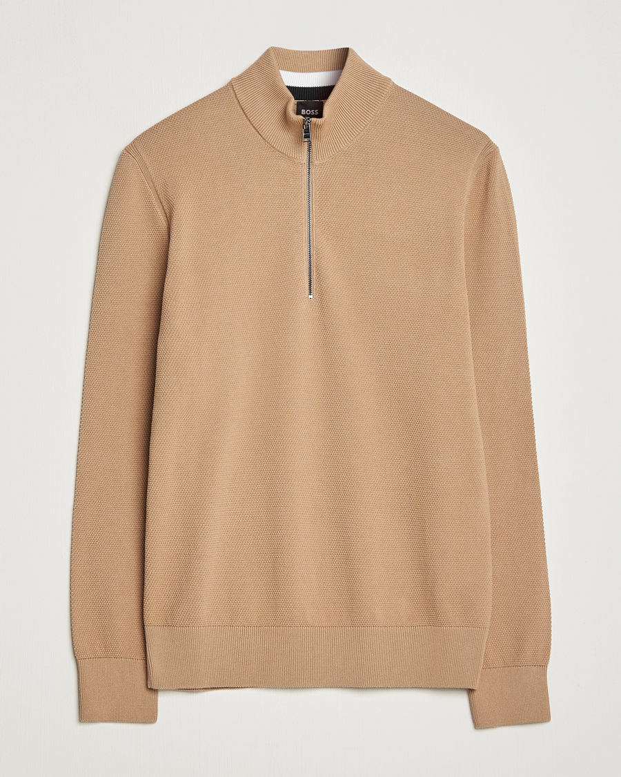 Heren | Truien | BOSS BLACK | Ebrando Half-Zip Medium Beige