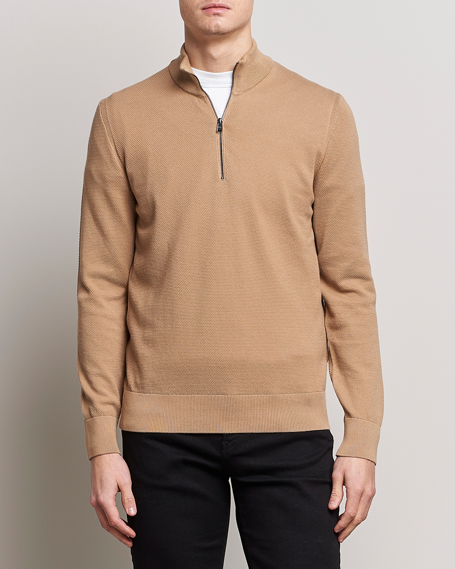 Heren | Truien | BOSS BLACK | Ebrando Half-Zip Medium Beige