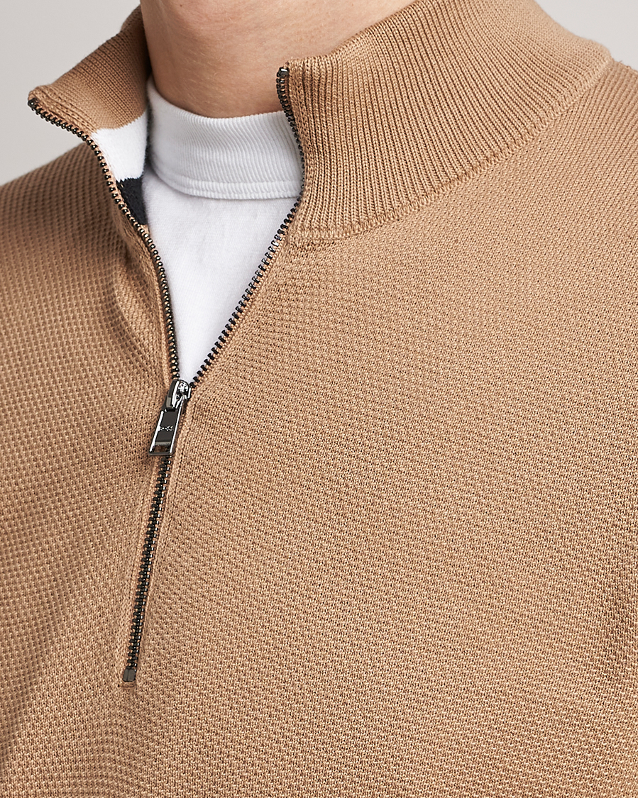 Heren | Truien | BOSS BLACK | Ebrando Half-Zip Medium Beige