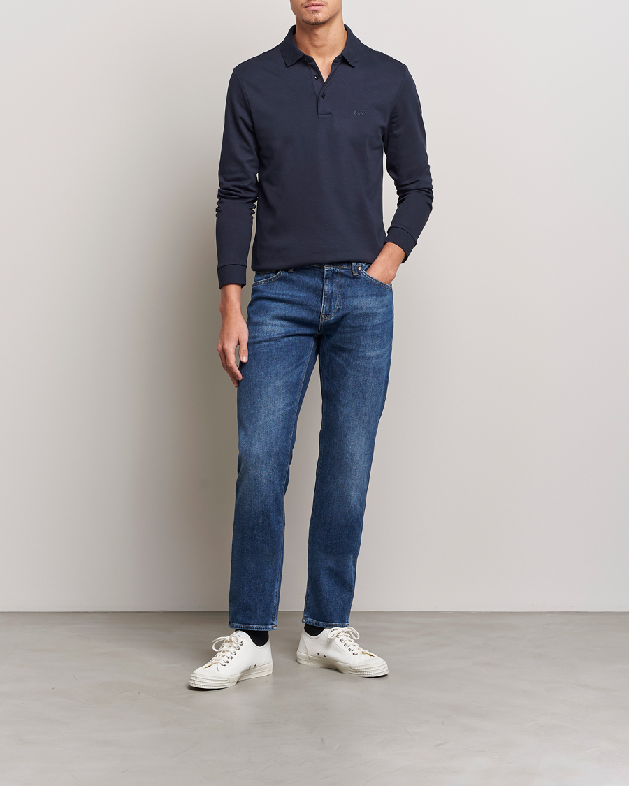 Heren | Truien | BOSS BLACK | Pado Knitted Polo Shirt Dark Blue