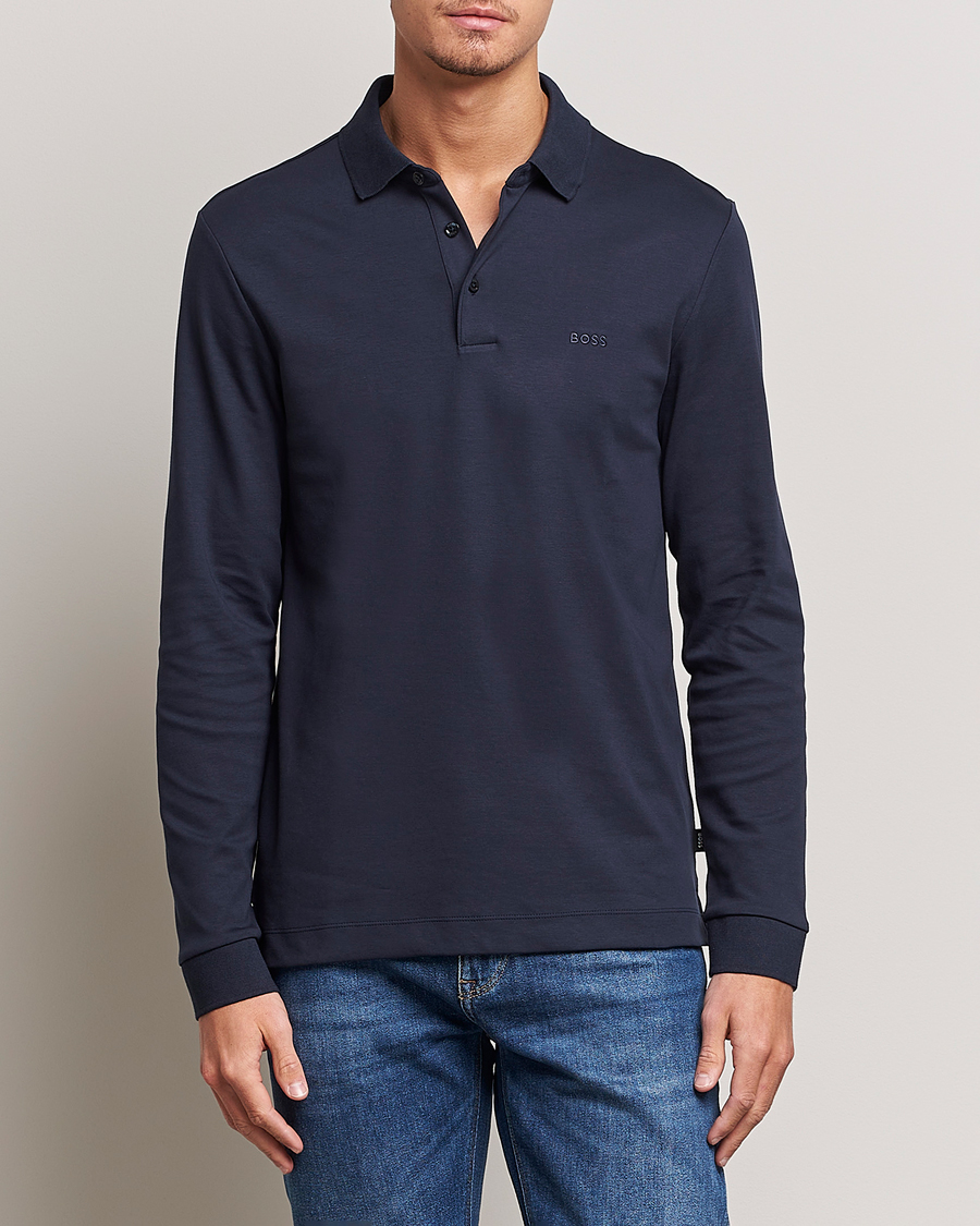 Heren | Truien | BOSS BLACK | Pado Knitted Polo Shirt Dark Blue