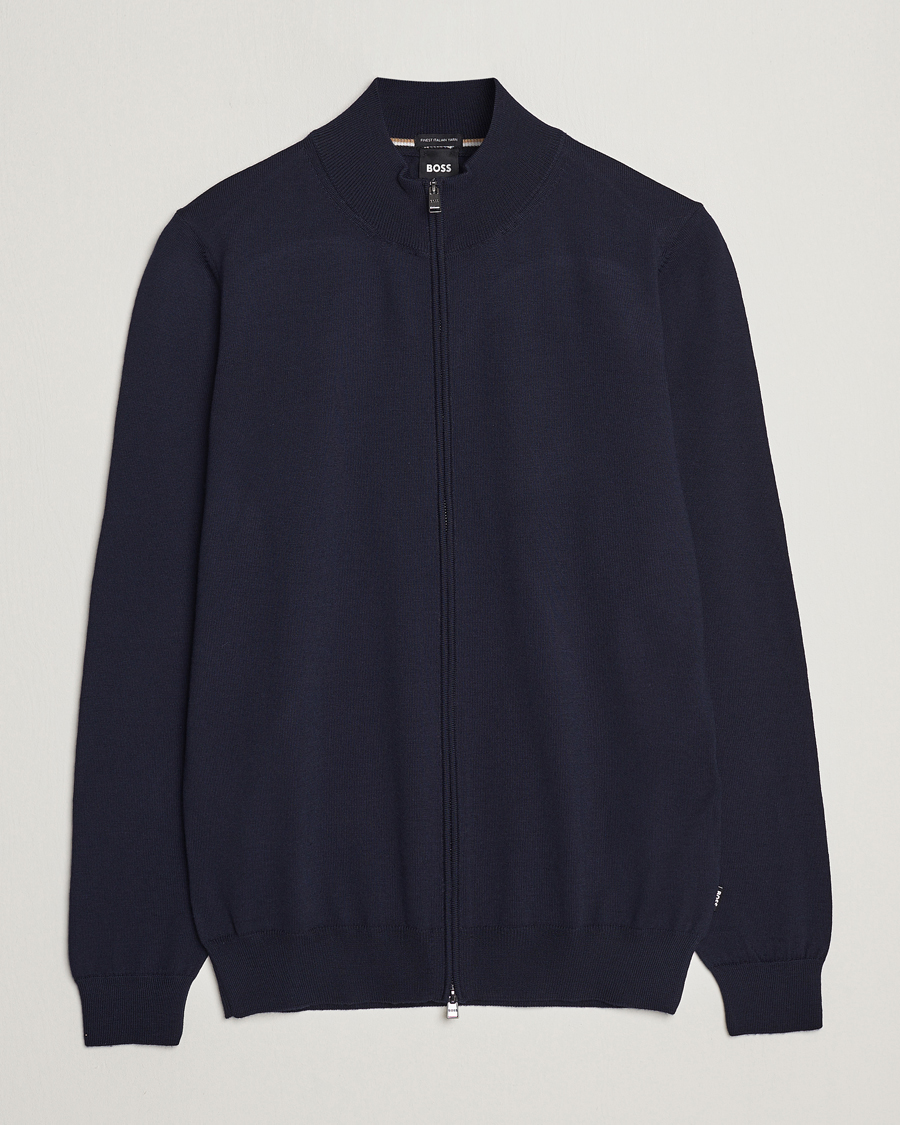 Homme | Pulls Et Tricots | BOSS BLACK | Balonso Full-Zip Sweater Dark Blue
