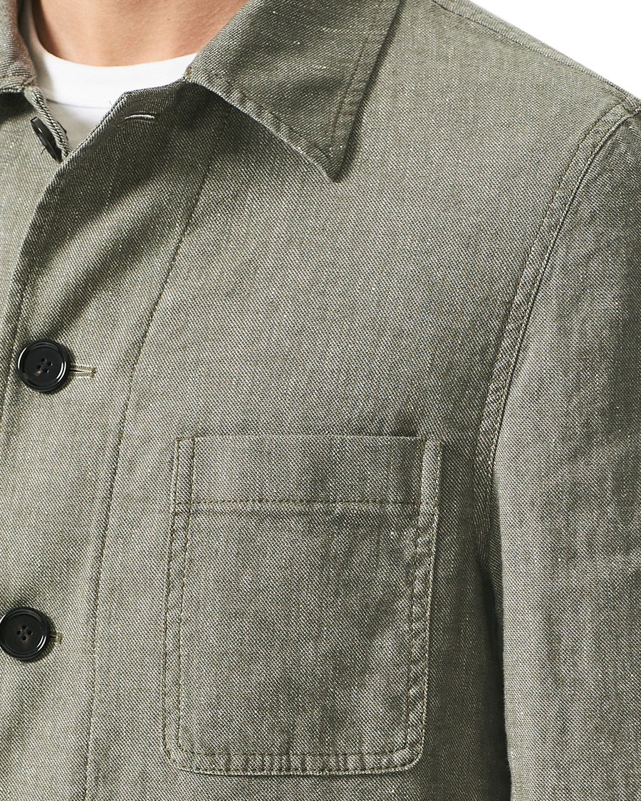Heren | Blazers | BOSS BLACK | BOSS Carper Cotton/Linen Workwear Jacket Open Green
