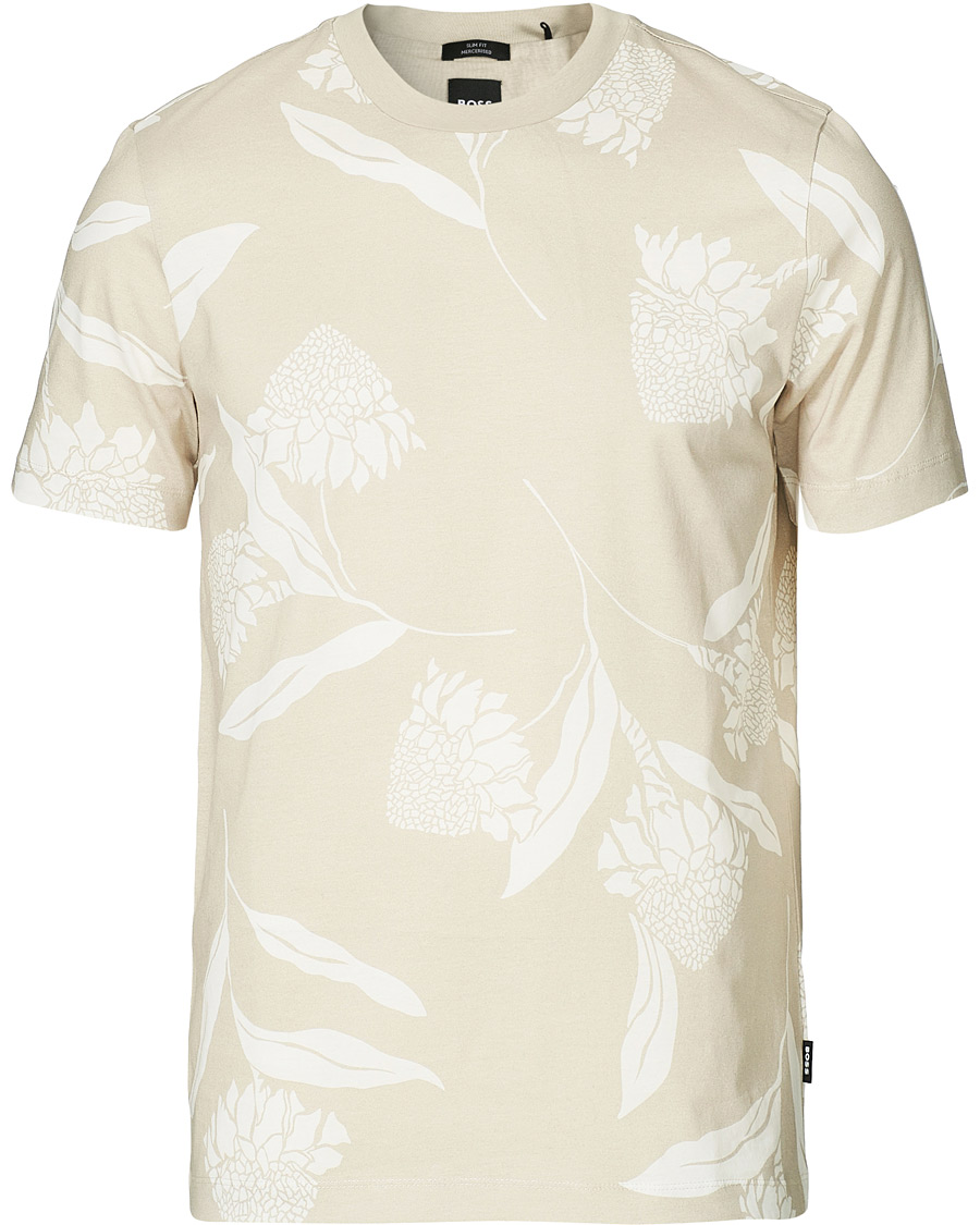 Homme | T-shirts | BOSS BLACK | BOSS Tessler Printed Flower Tee Light Beige