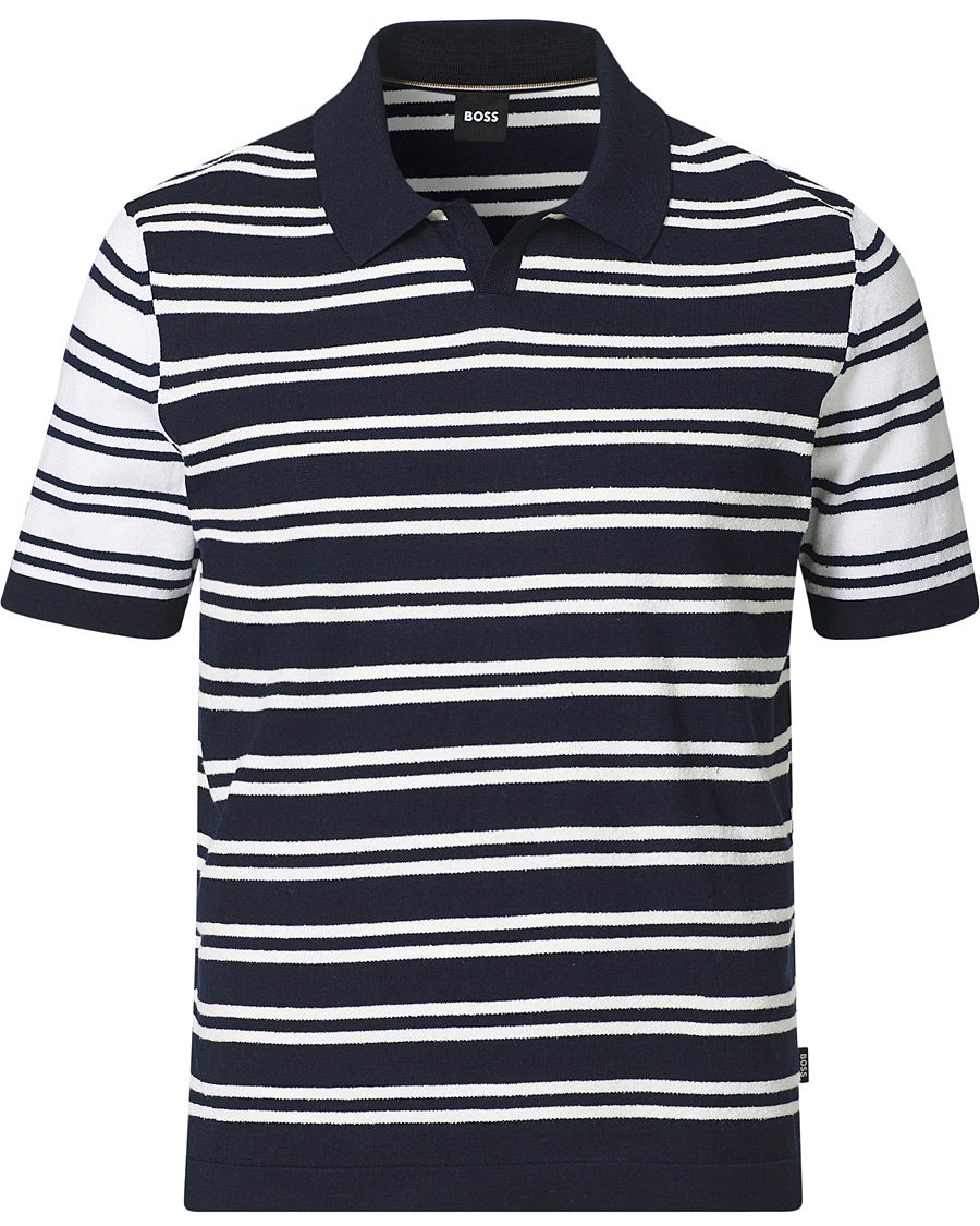 Homme | Pulls Et Tricots | BOSS BLACK | BOSS Erroi Knitted Striped Polo Blue/White