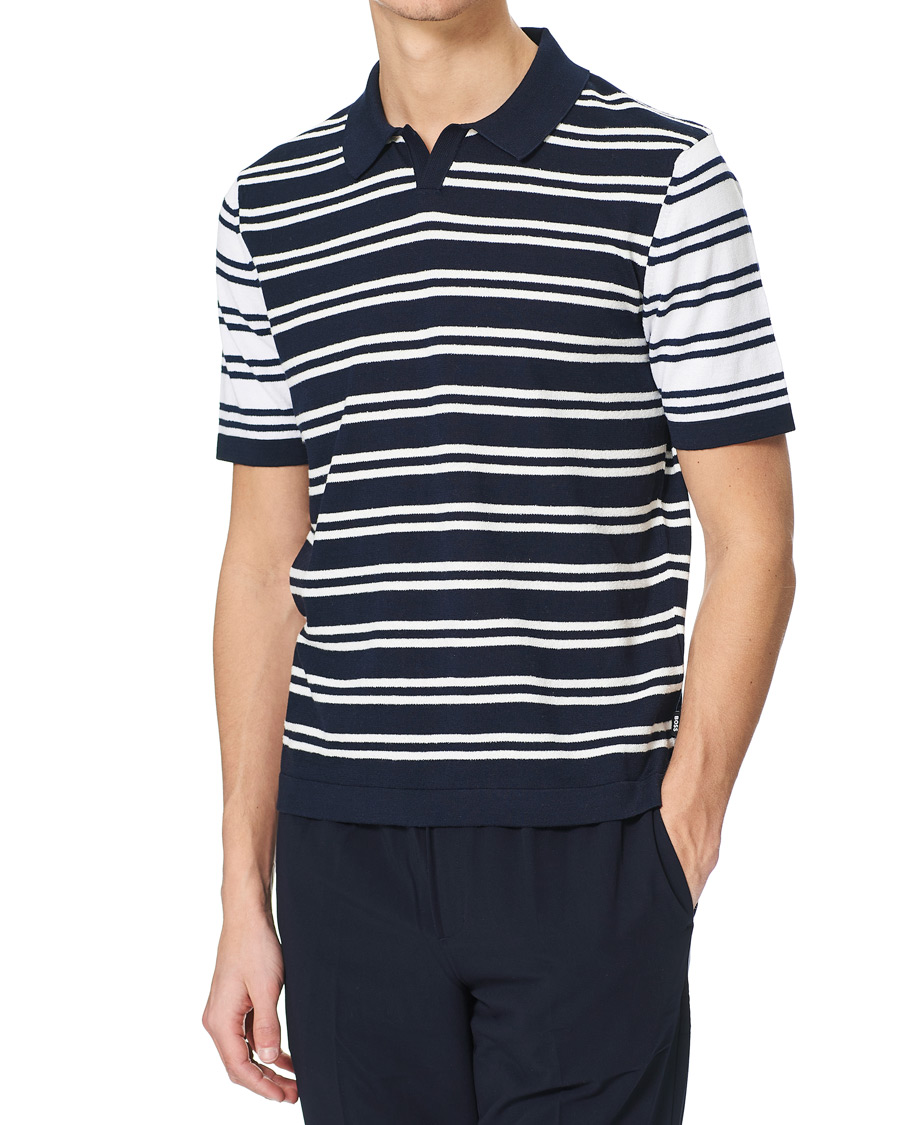 Homme | Pulls Et Tricots | BOSS BLACK | BOSS Erroi Knitted Striped Polo Blue/White