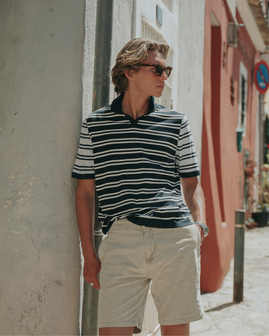 Homme | Pulls Et Tricots | BOSS BLACK | BOSS Erroi Knitted Striped Polo Blue/White