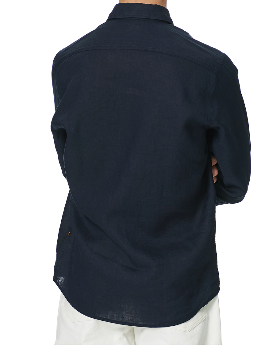 Homme | Chemises | BOSS ORANGE | BOSS Casual Relegent Linen Shirt Dark Blue
