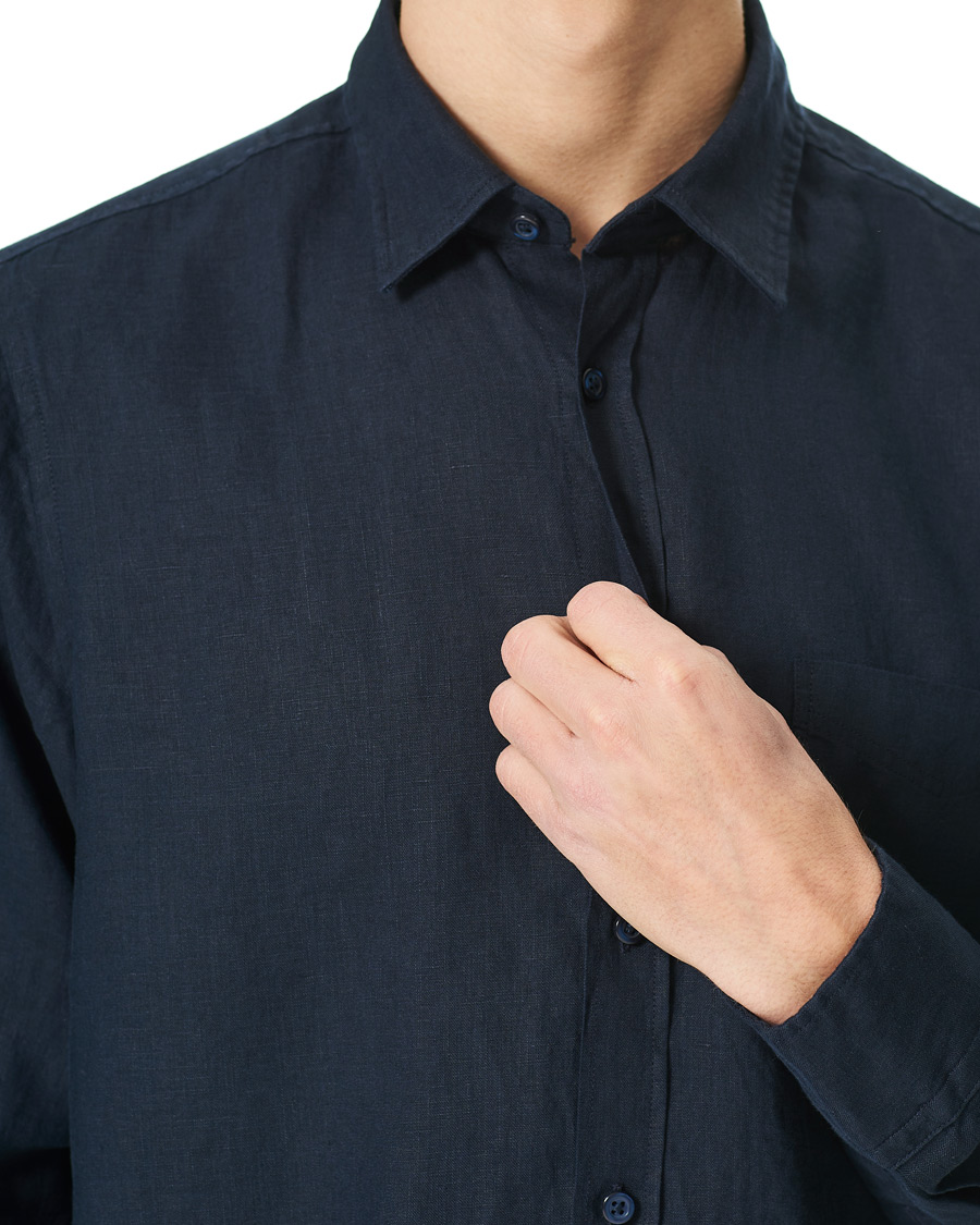 Homme | Chemises | BOSS ORANGE | BOSS Casual Relegent Linen Shirt Dark Blue
