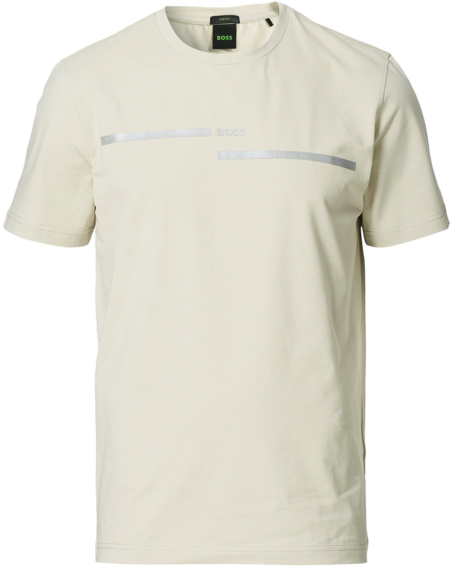 Homme | T-shirts | BOSS GREEN | BOSS Athleisure Taped Logo Crew Neck Tee Light Beige